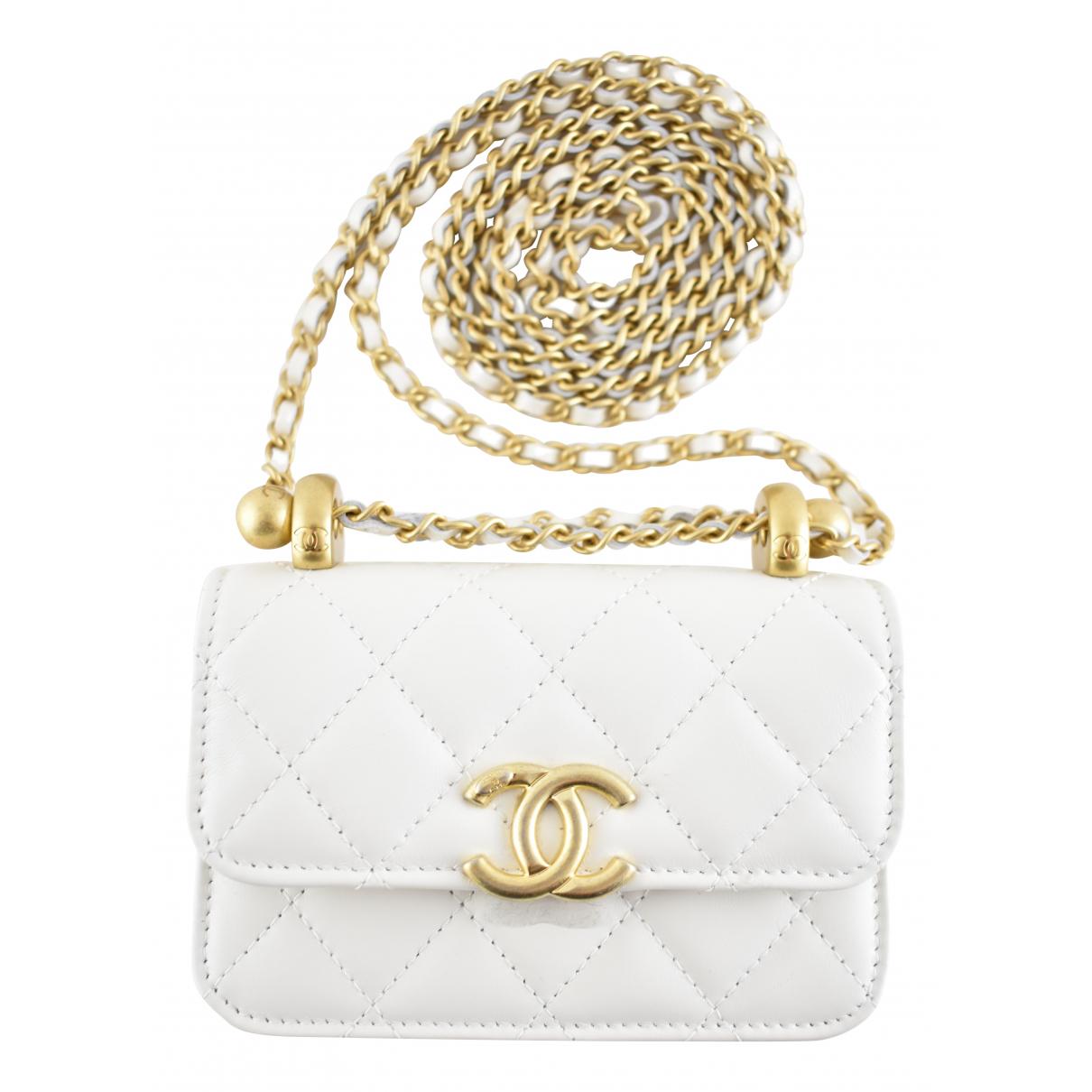 Coco handle leather handbag Chanel White in Leather - 25262171