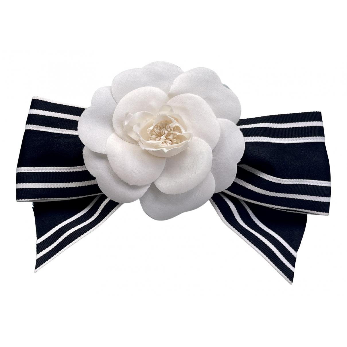 Chanel Black & White Grosgrain Camellia Flower Brooch .  Luxury