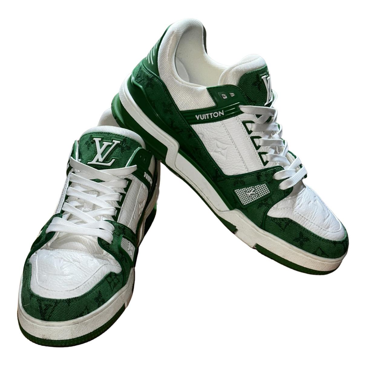 Louis Vuitton Green & White Trainer Shoes, Size 8.5 (LPLR) 144010007218 RP/SA
