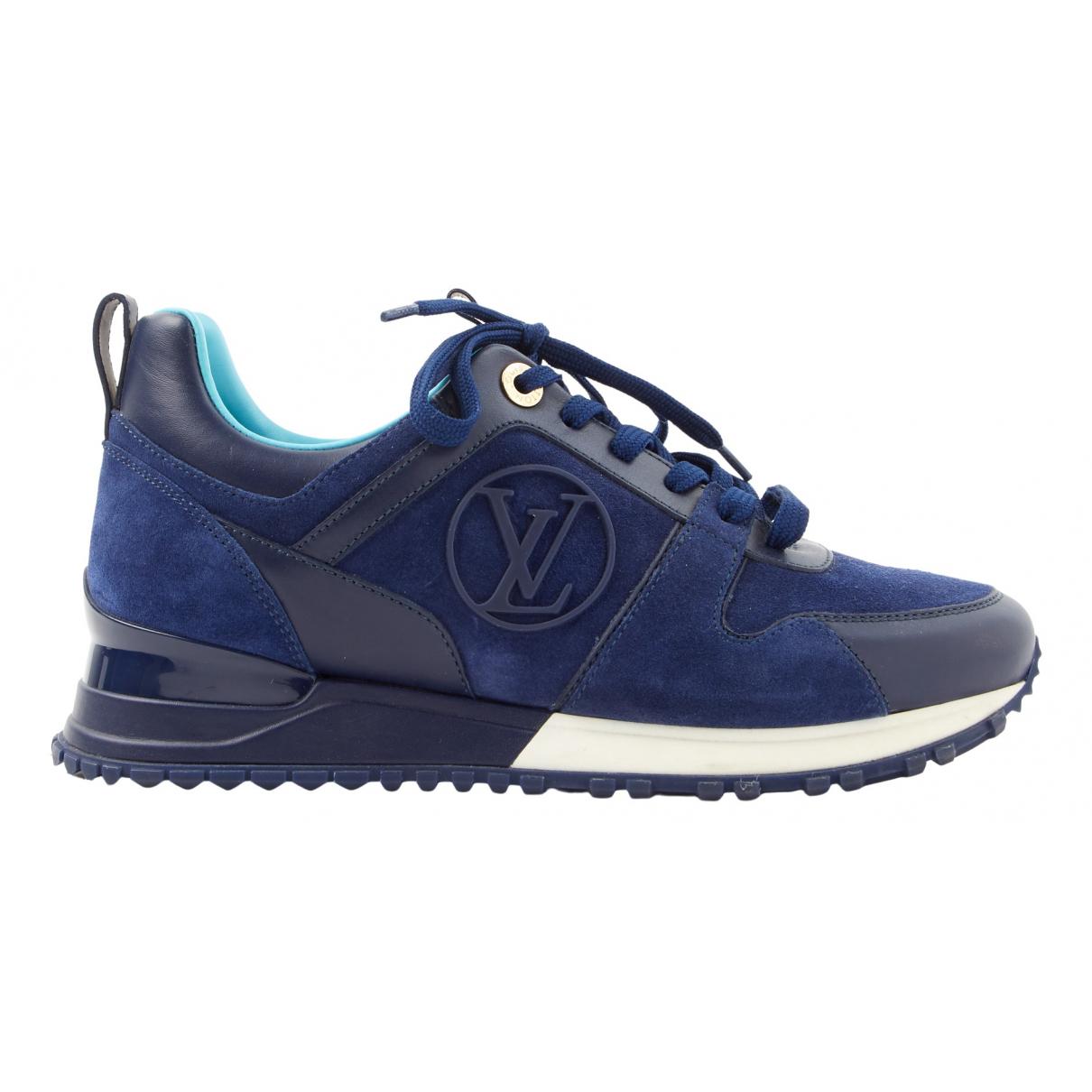 LOUIS VUITTON Suede Run Away Sneakers 36 Blue 1148898