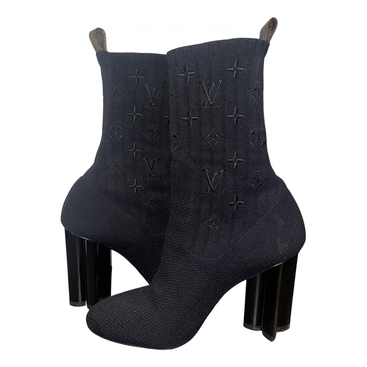 Silhouette cloth ankle boots Louis Vuitton Black size 38 EU in Cloth -  28809831