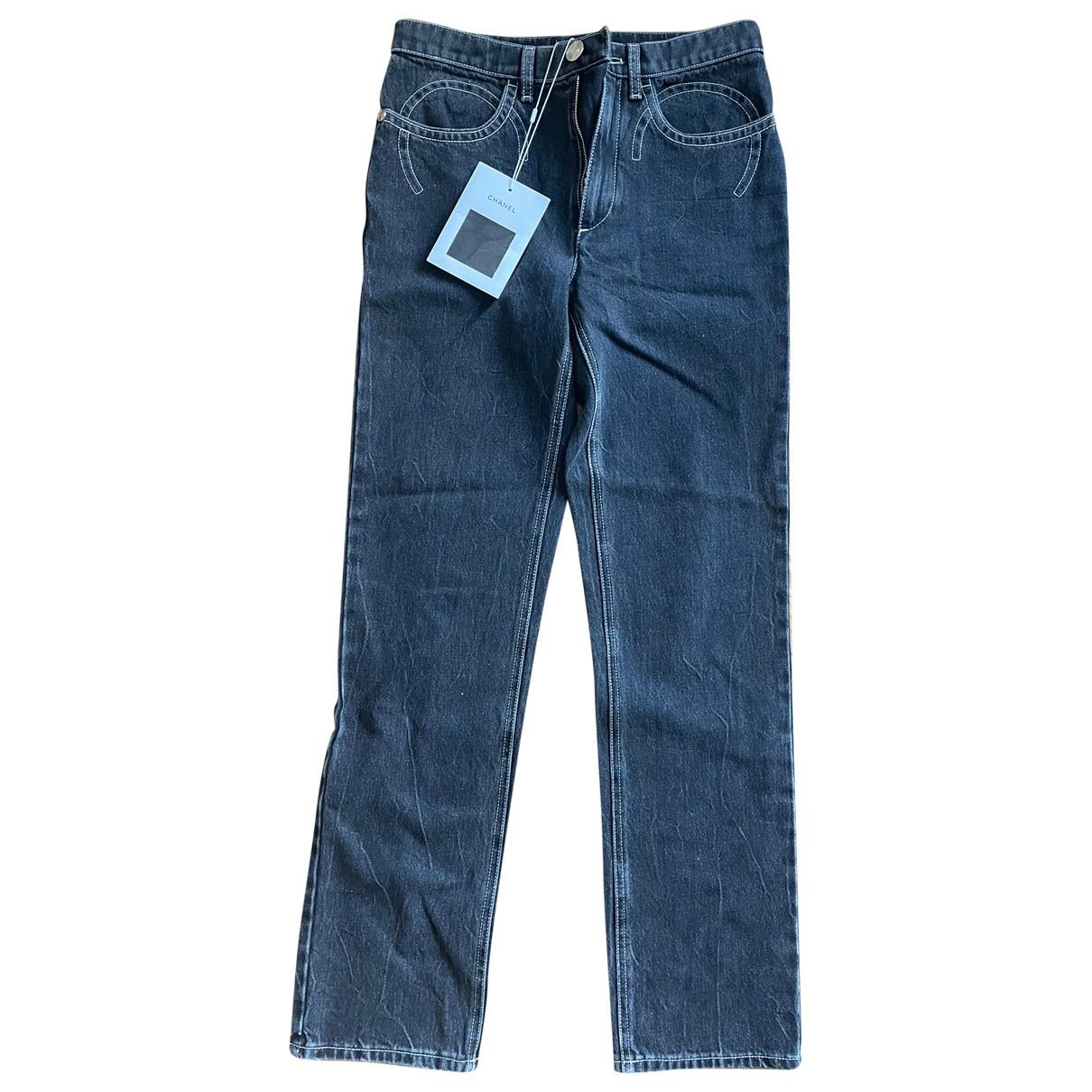 Straight pants Chanel Anthracite size 34 FR in Denim - Jeans - 29237765