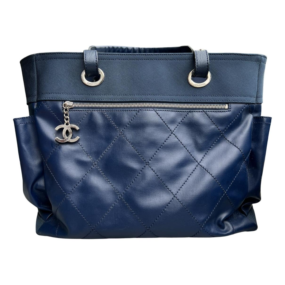 Paris-biarritz leather tote Chanel Navy in Leather - 29354728