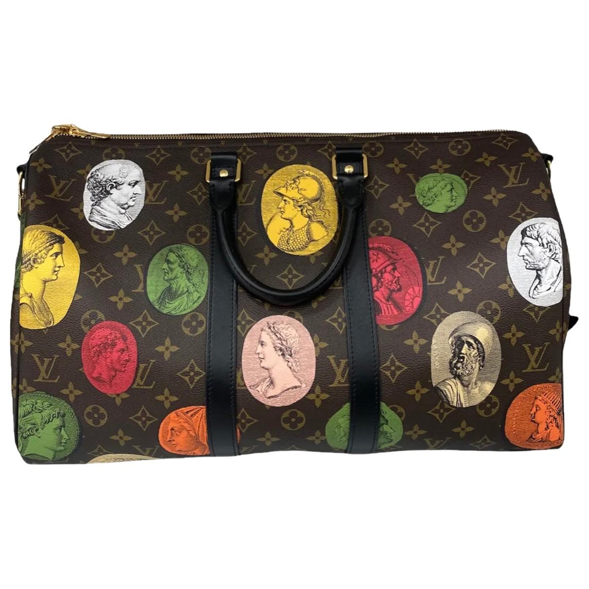 Keepall cloth travel bag Louis Vuitton Brown in Cloth - 30098059