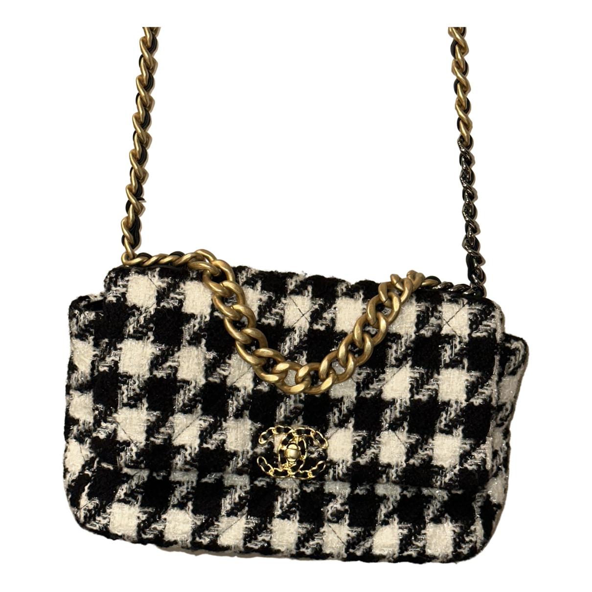 CHANEL CHANEL 19 Small Flap Bag in Black White Houndstooth Ribbon
