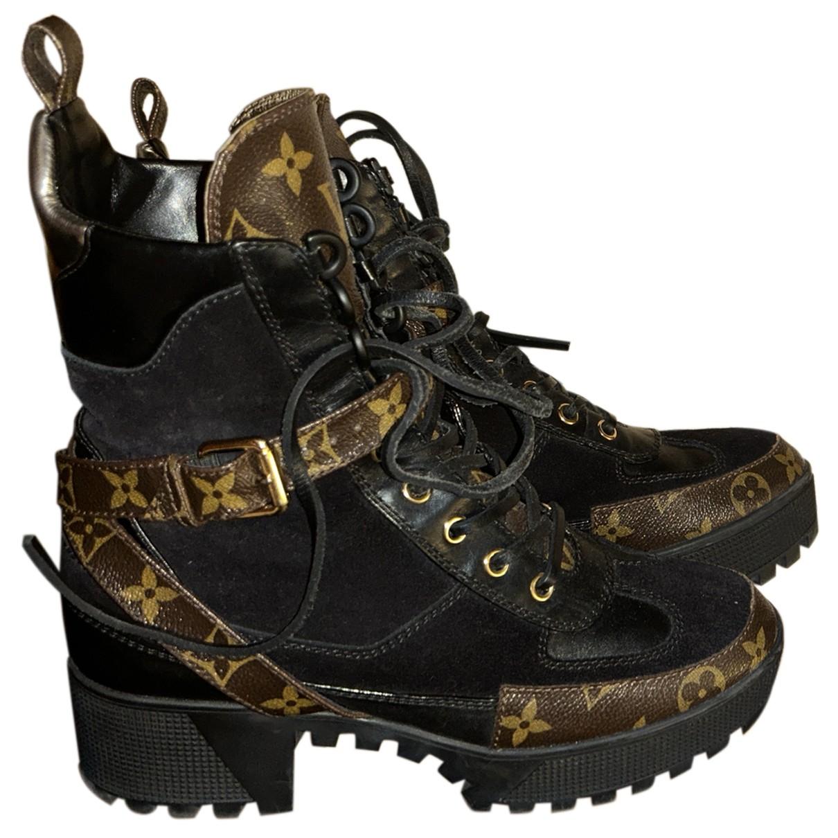Louis Vuitton Puffy Wedge Lace Up Boots
