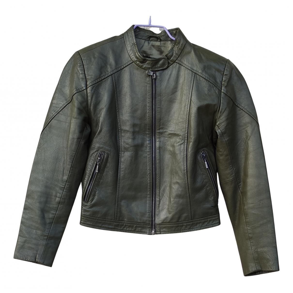 Leather biker in jacket Leather Green gipsy S 31933125 - International size