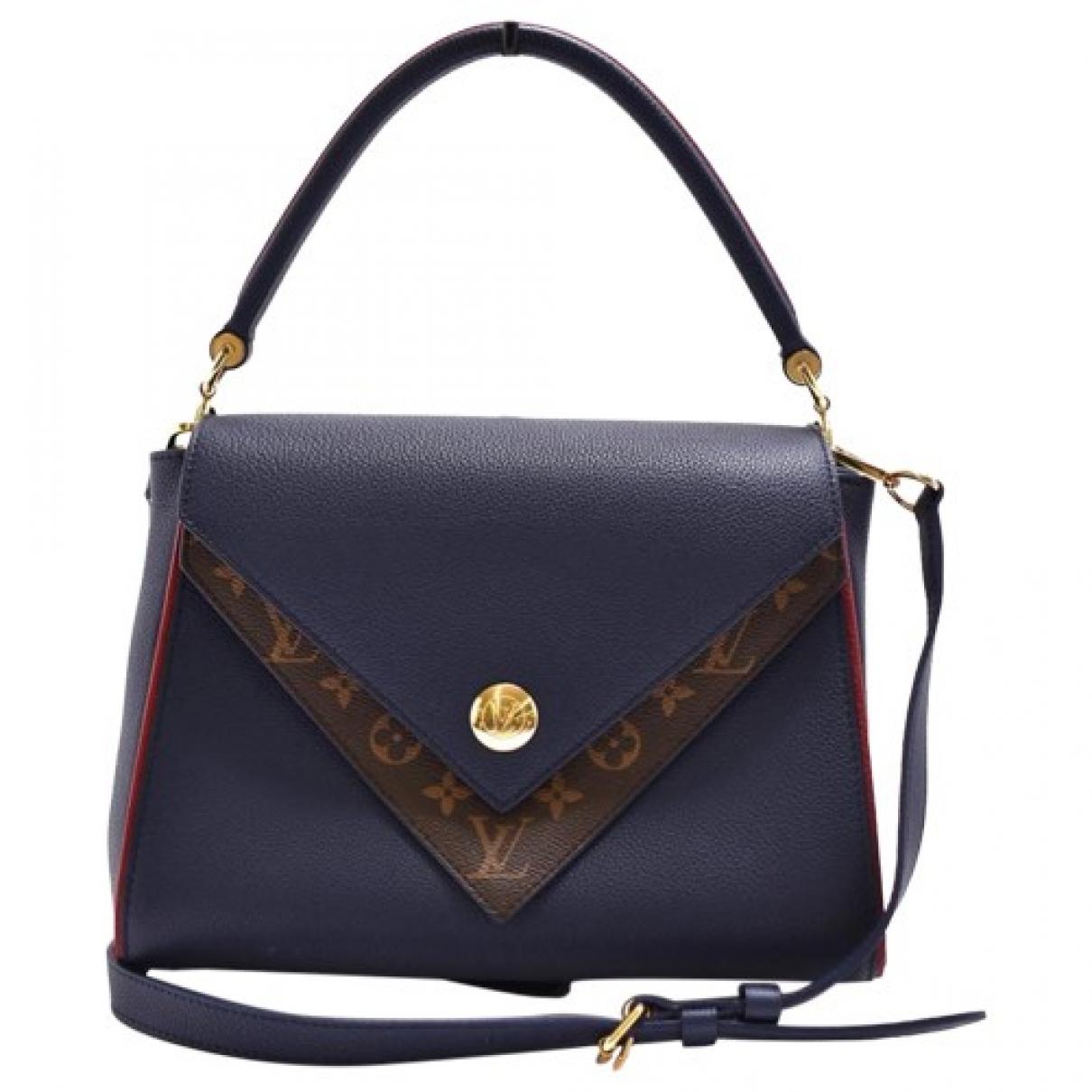 Double v leather handbag Louis Vuitton Blue in Leather - 32552085