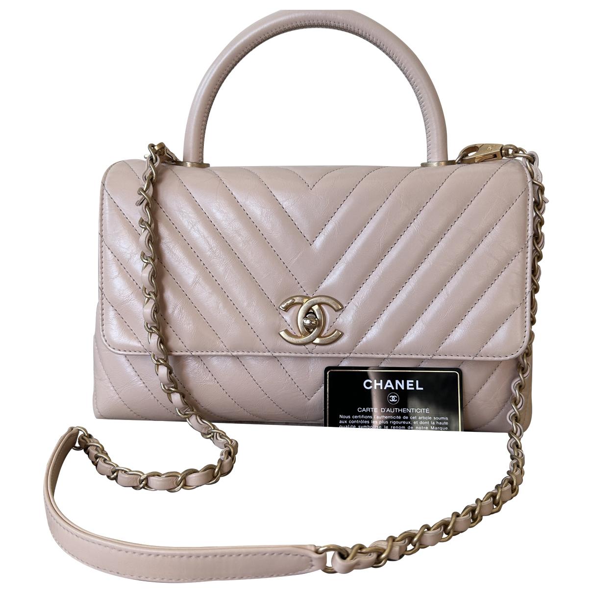 Coco handle leather handbag Chanel Beige in Leather - 32594773