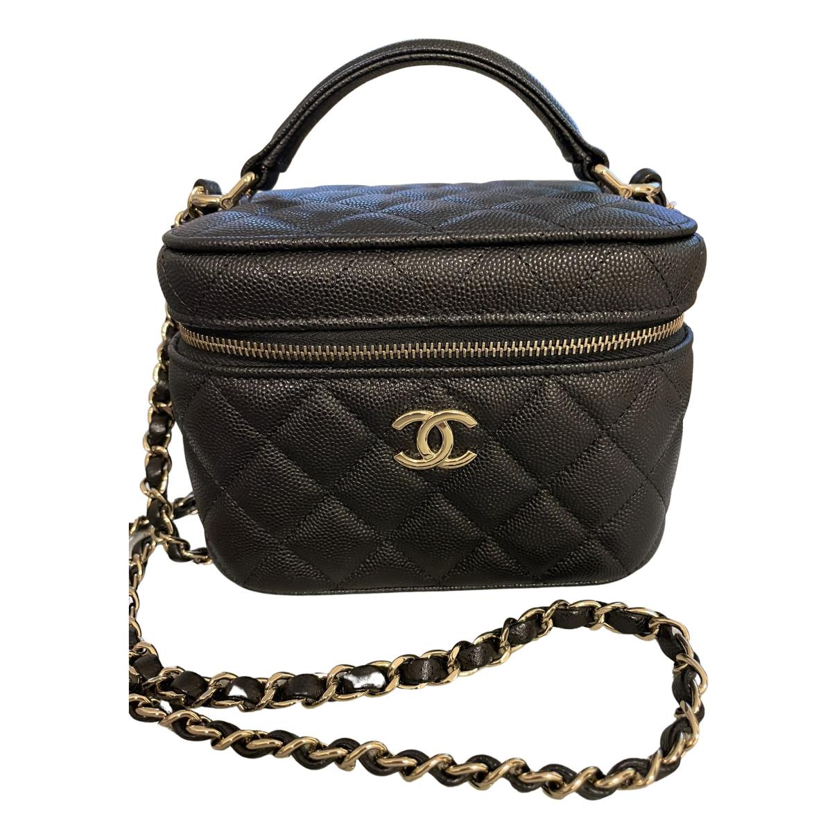 Chanel CC Filigree Medium Vanity Bag Beige/Black Caviar