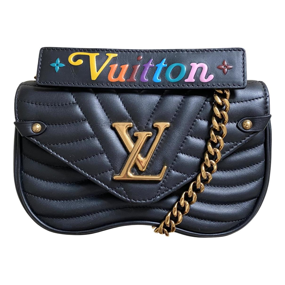 Louis Vuitton New Wave Black Leather Wallet with Chain