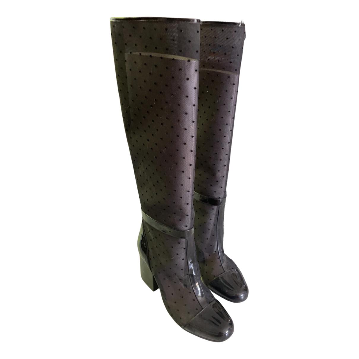 Dior - Authenticated Dior Empreinte Boots - Polyester Black Polkadot for Women, Very Good Condition