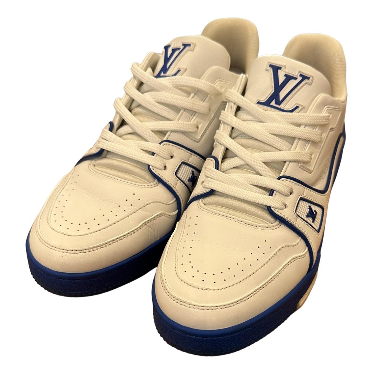 Lv trainer leather low trainers Louis Vuitton Blue size 8 UK in Leather -  27917513