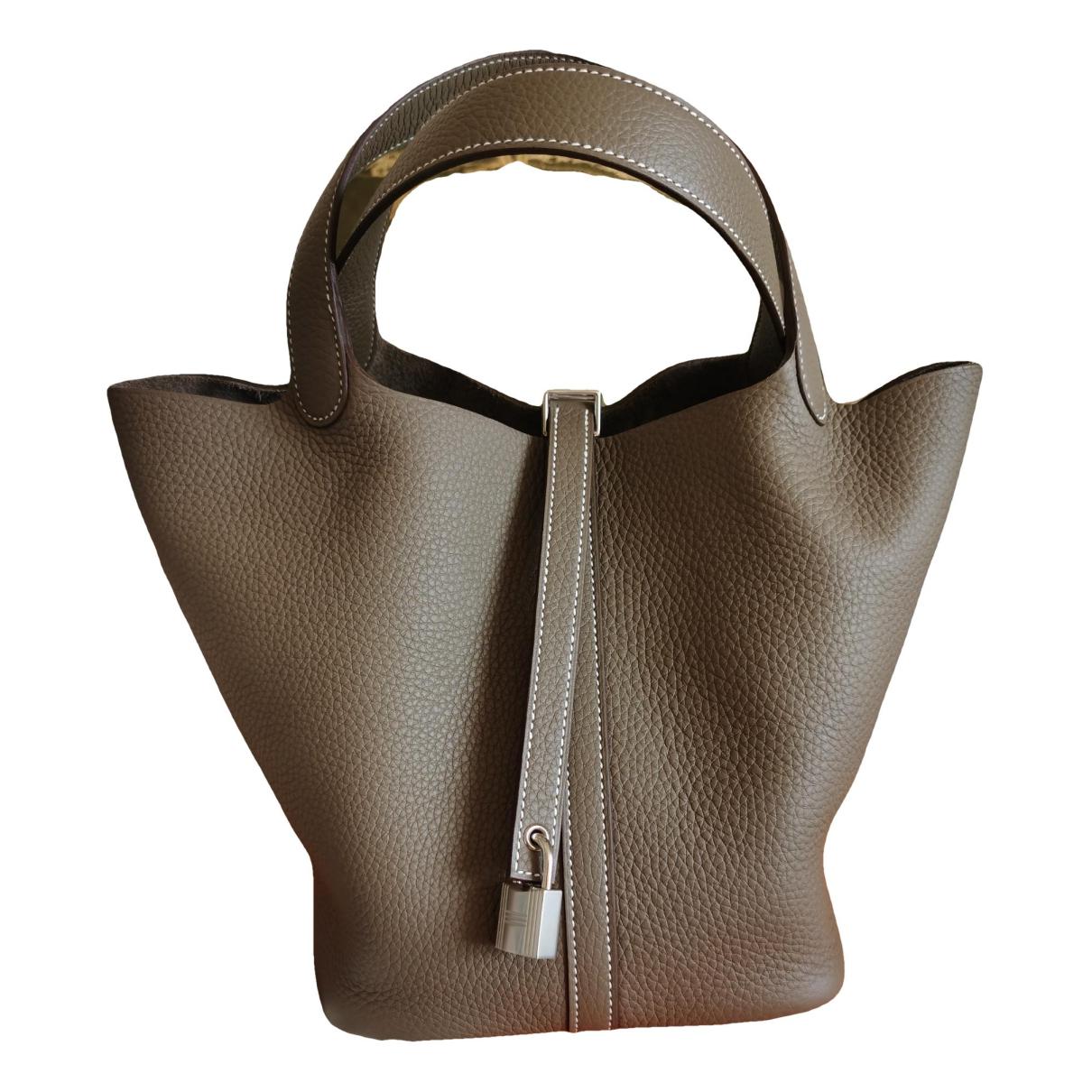 Picotin leather tote Hermès Grey in Leather - 34260653