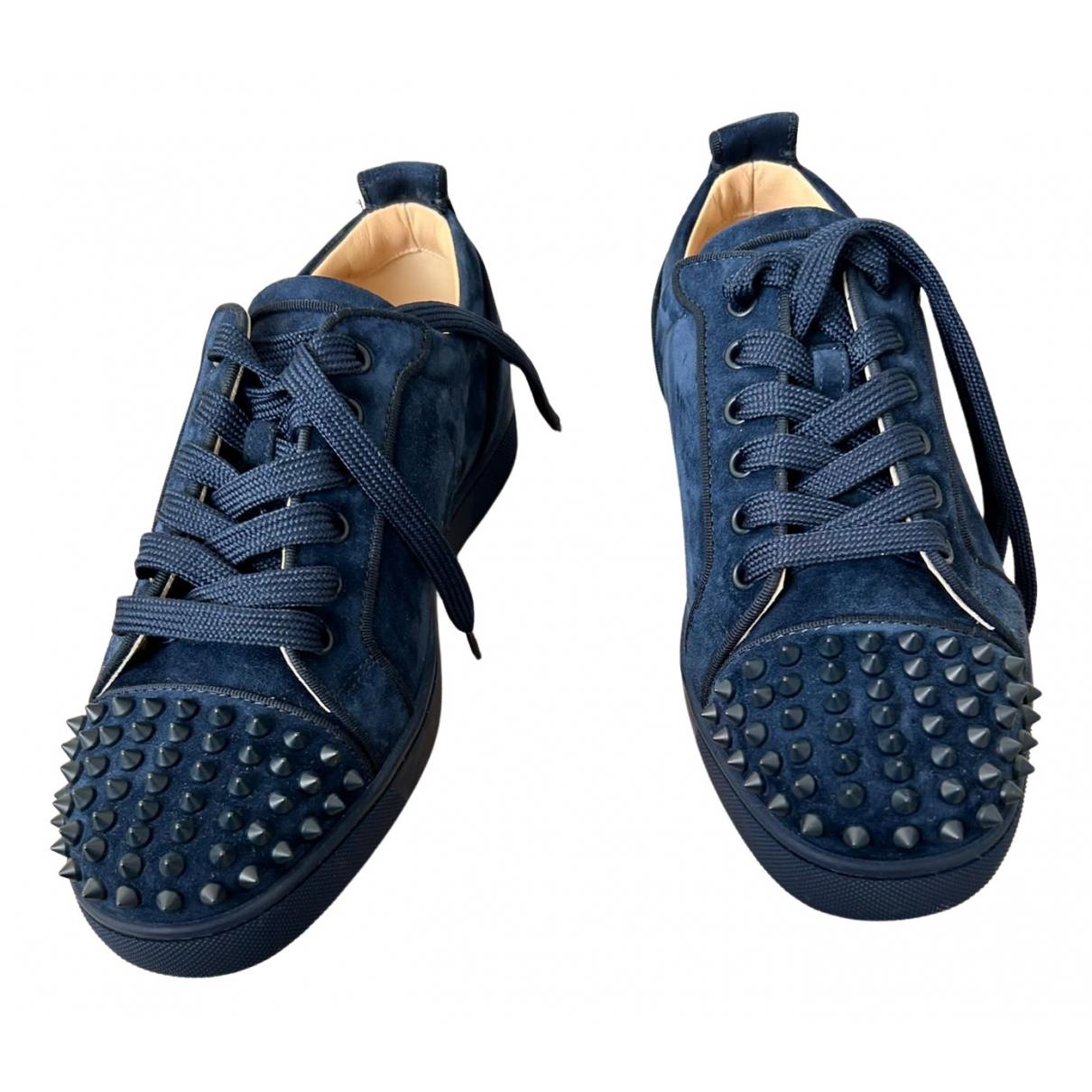 Louis junior spike low trainers Christian Louboutin Blue size 40 EU in  Suede - 34314312