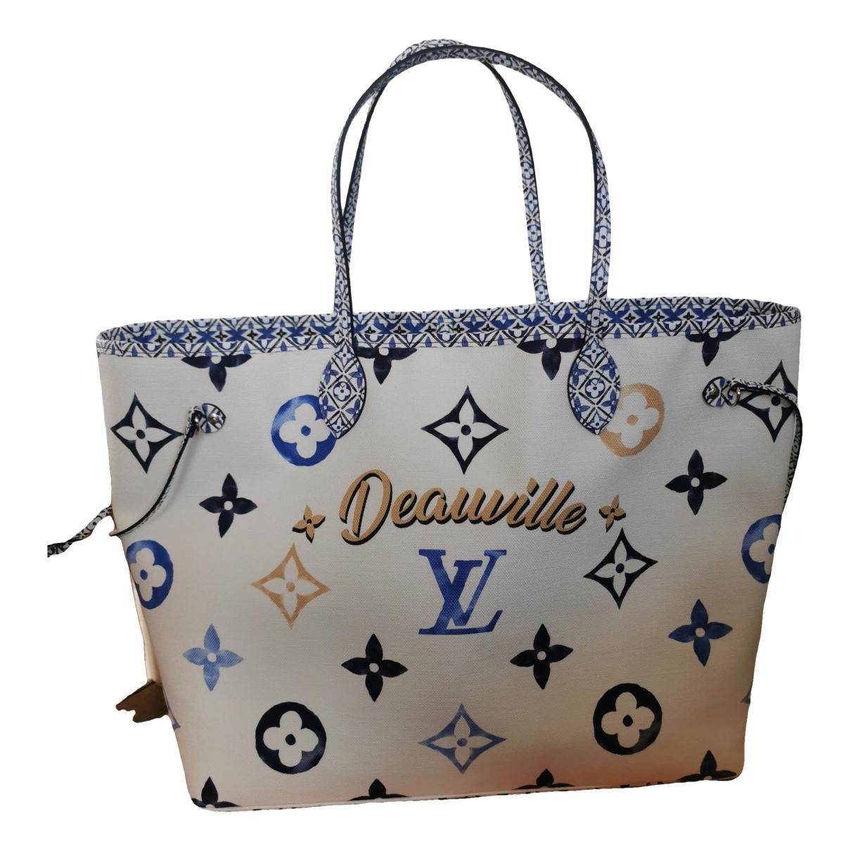 Neverfull tote Louis Vuitton Blue in Cotton - 34392629