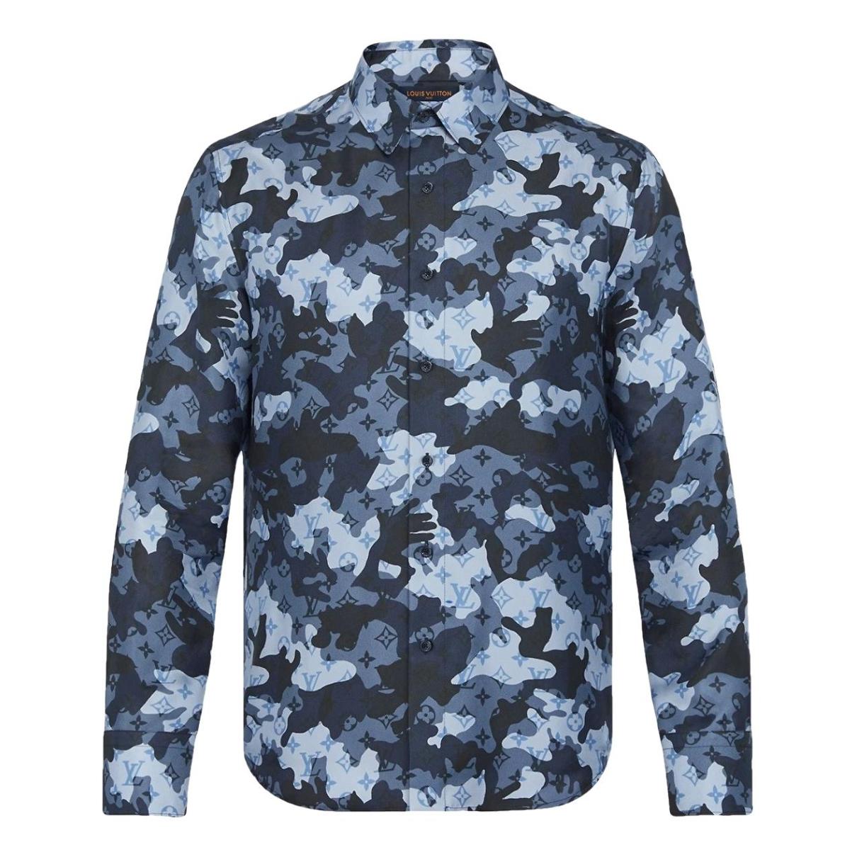 Chemise homme Louis Vuitton coton bleu monogramme camouflage ADN
