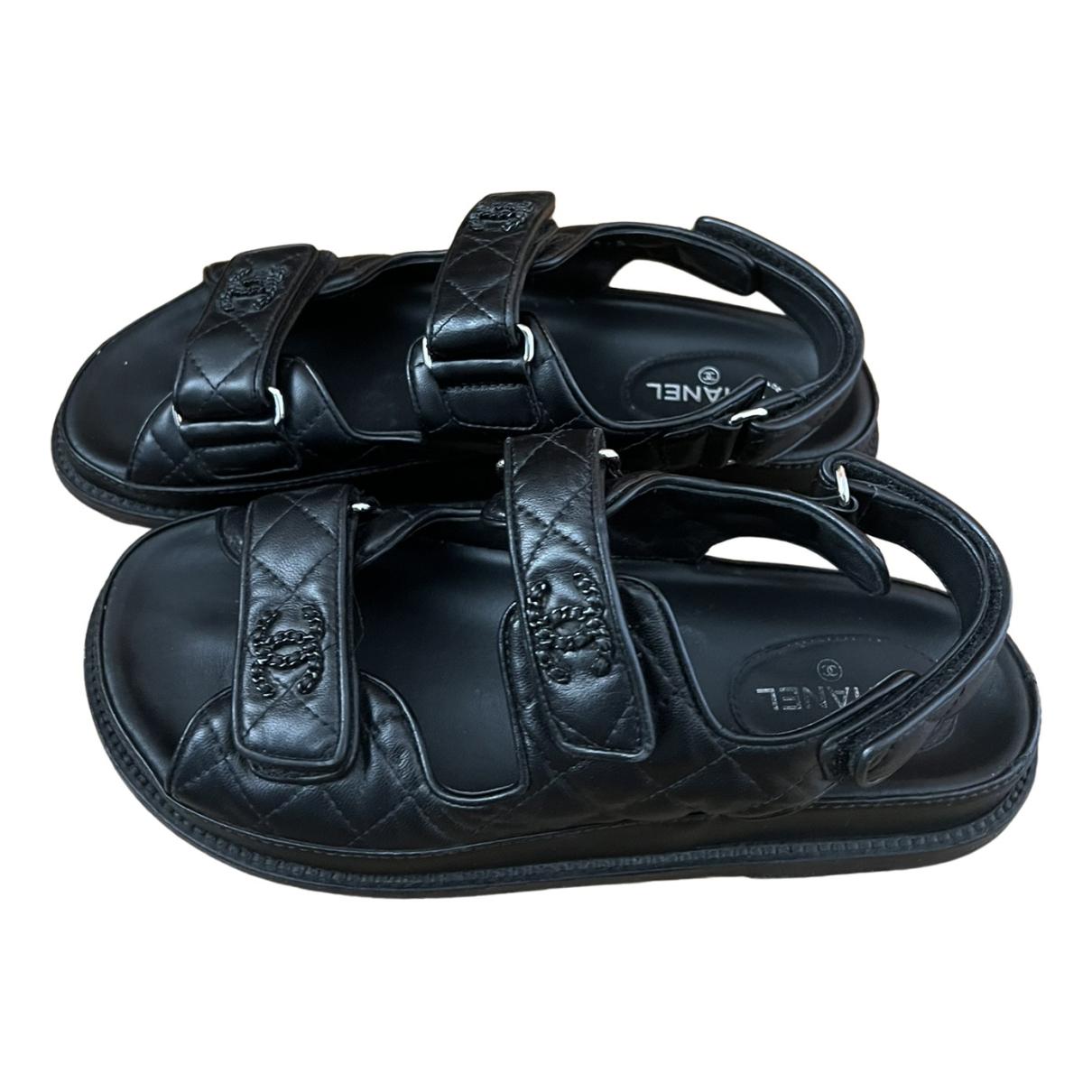 Dad sandals leather sandal Chanel Black size 38 EU in Leather - 33159902