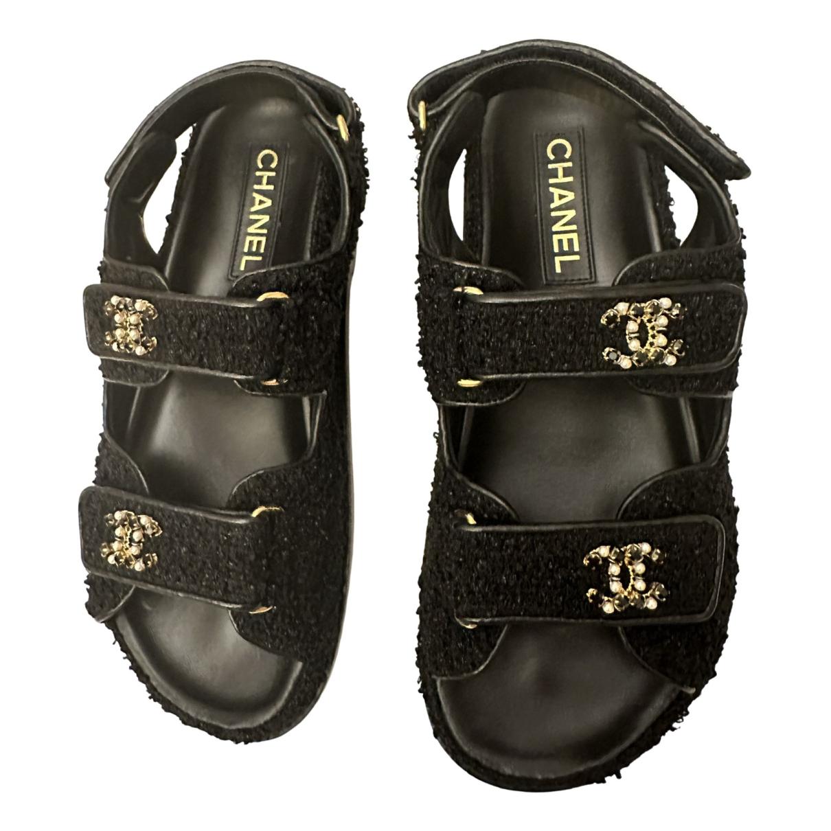 Leather sandal Chanel Black size 40 EU in Leather - 33605665