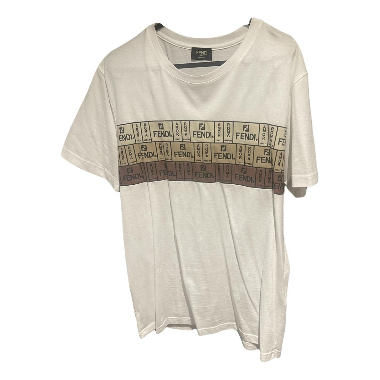 T-shirt Fendi White size L International in Cotton - 34875249