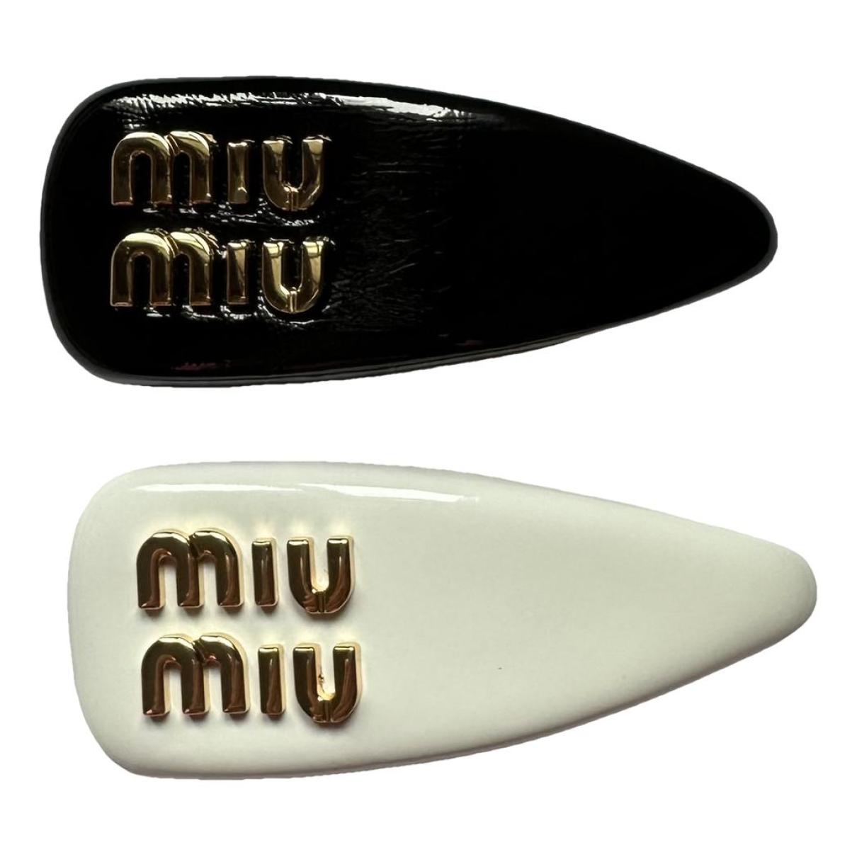 Leather hair accessory Miu Miu Black in Leather - 37137891