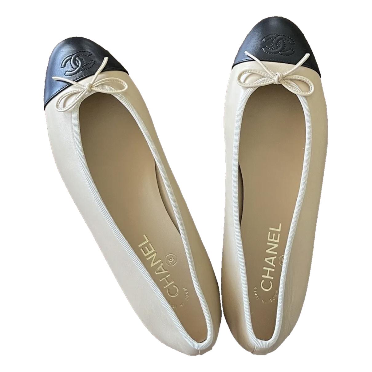 Chanel Blue Goatskin Leather CC Cap Toe Ballet Flats Size 5.5/36