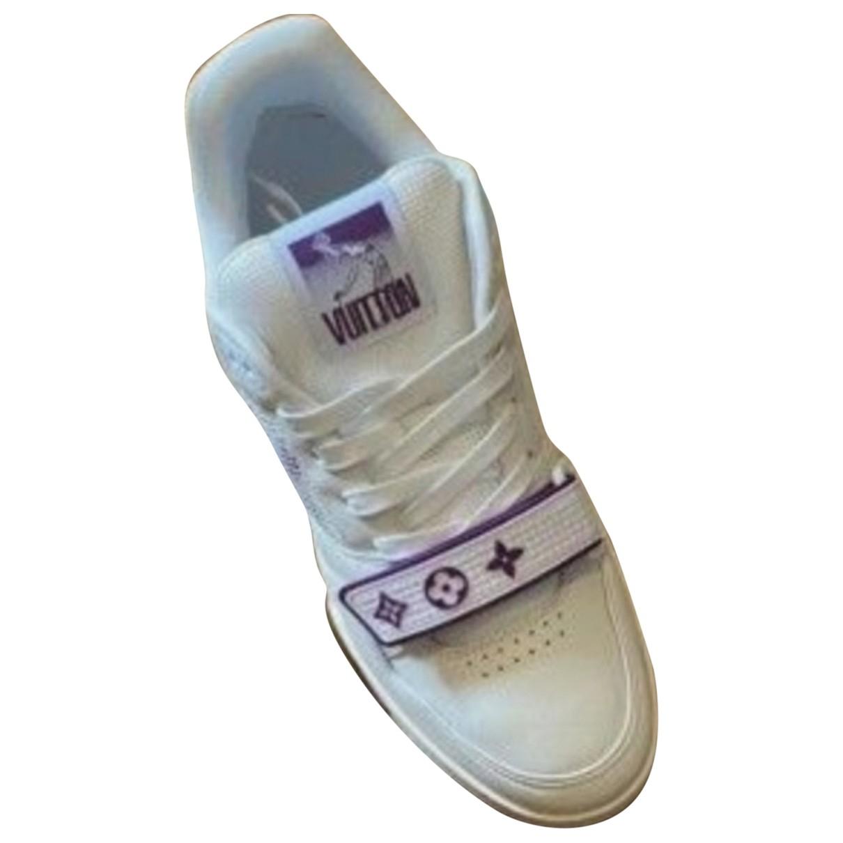 Lv trainer leather low trainers Louis Vuitton Purple size 40.5 EU in  Leather - 35174095