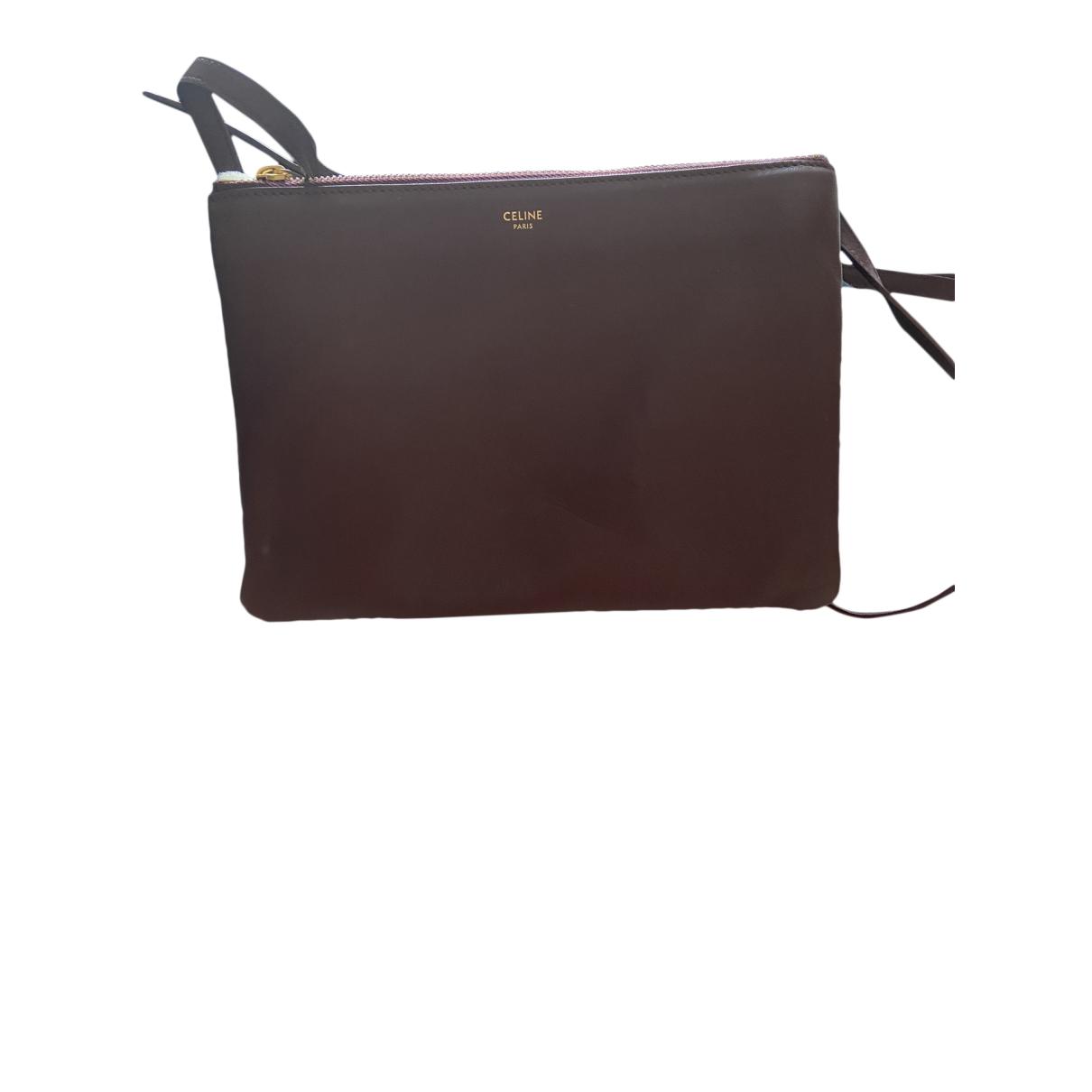 Trio leather crossbody bag Celine Burgundy in Leather - 35195314