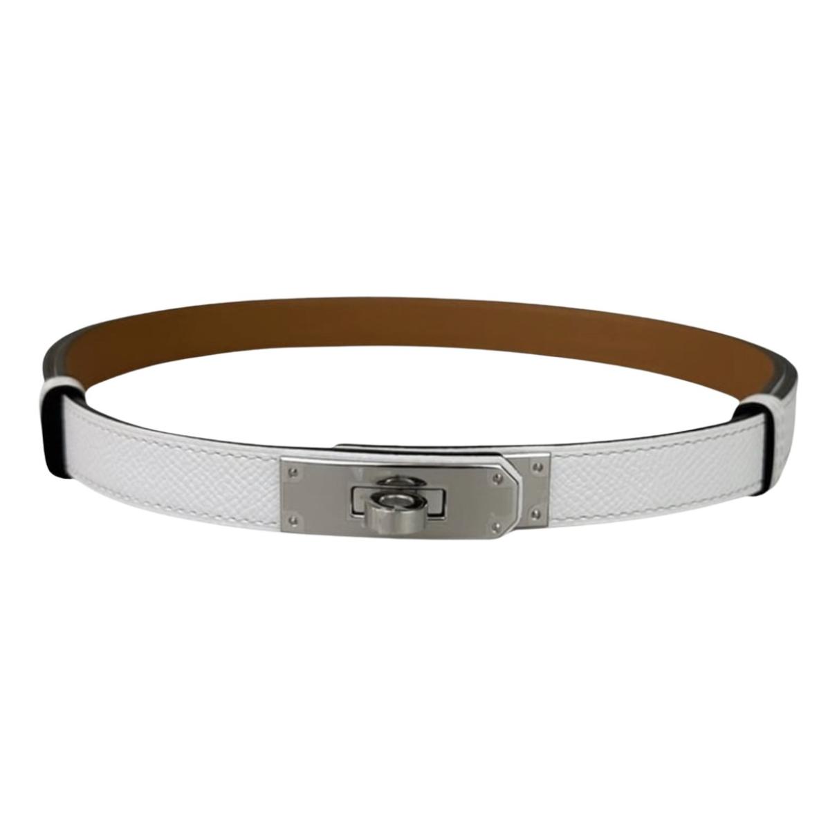 Kelly pocket leather belt Hermès Ecru size M International in Leather -  35791518