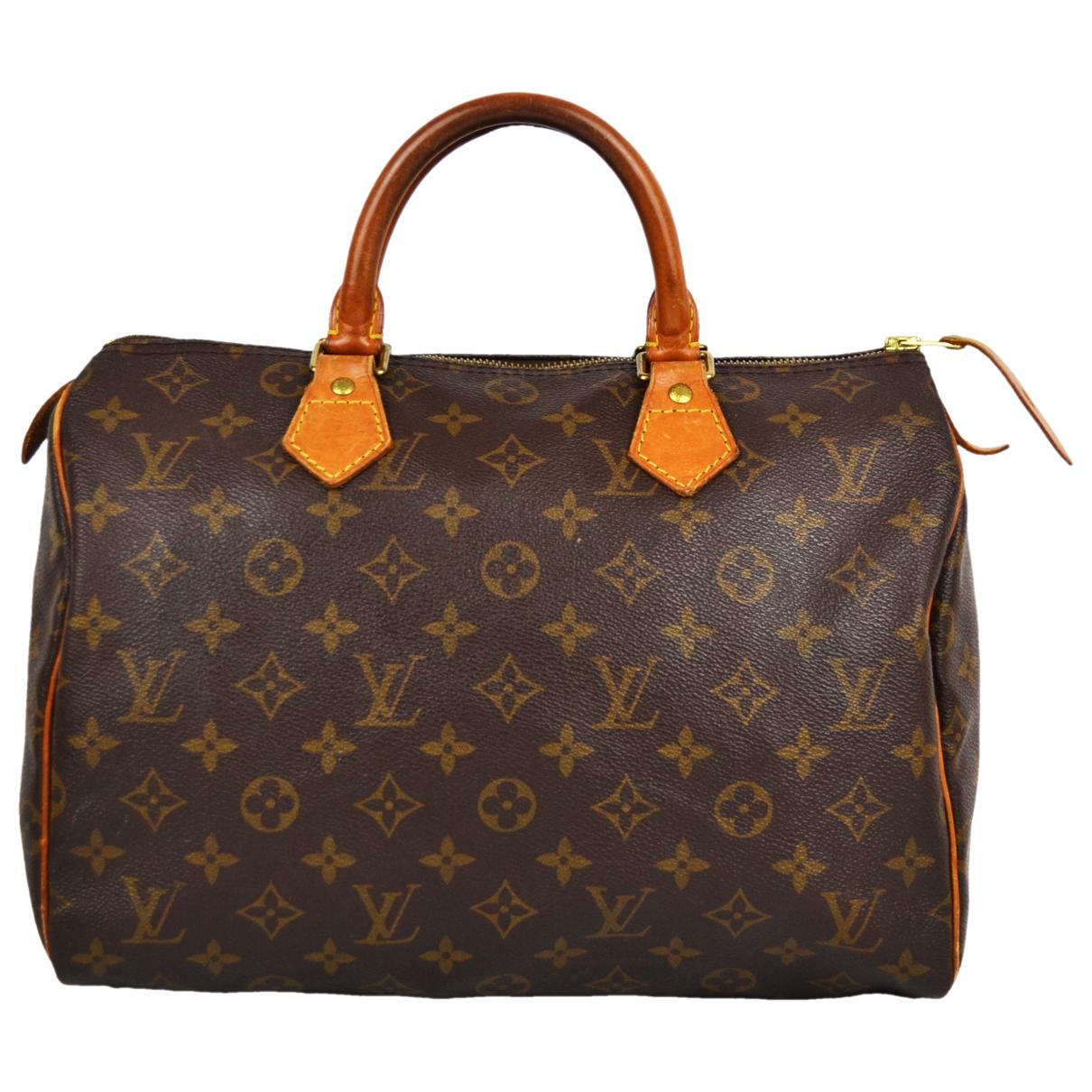 Speedy cloth handbag Louis Vuitton Brown in Cloth - 36182900