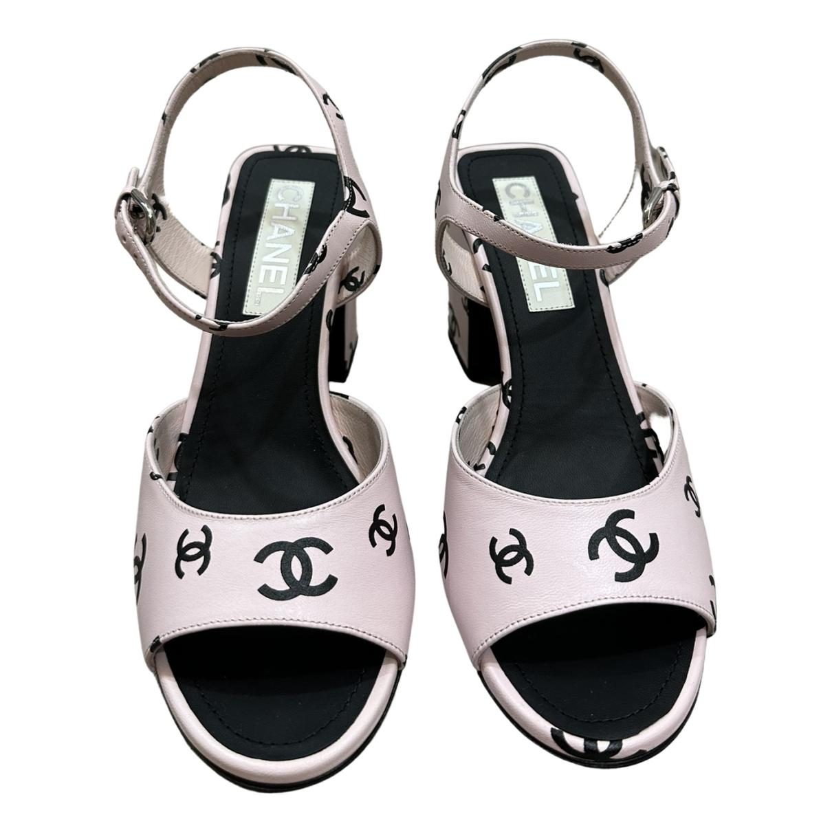 Leather sandals Chanel Black size 41 EU in Leather - 25277124
