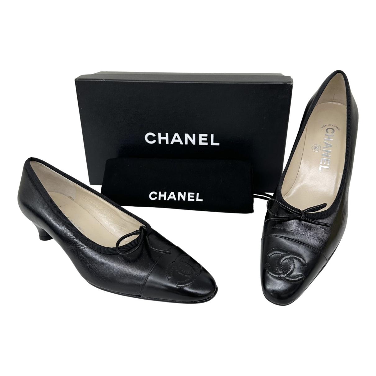 Leather heels Chanel Black size 37 EU in Leather - 35449279
