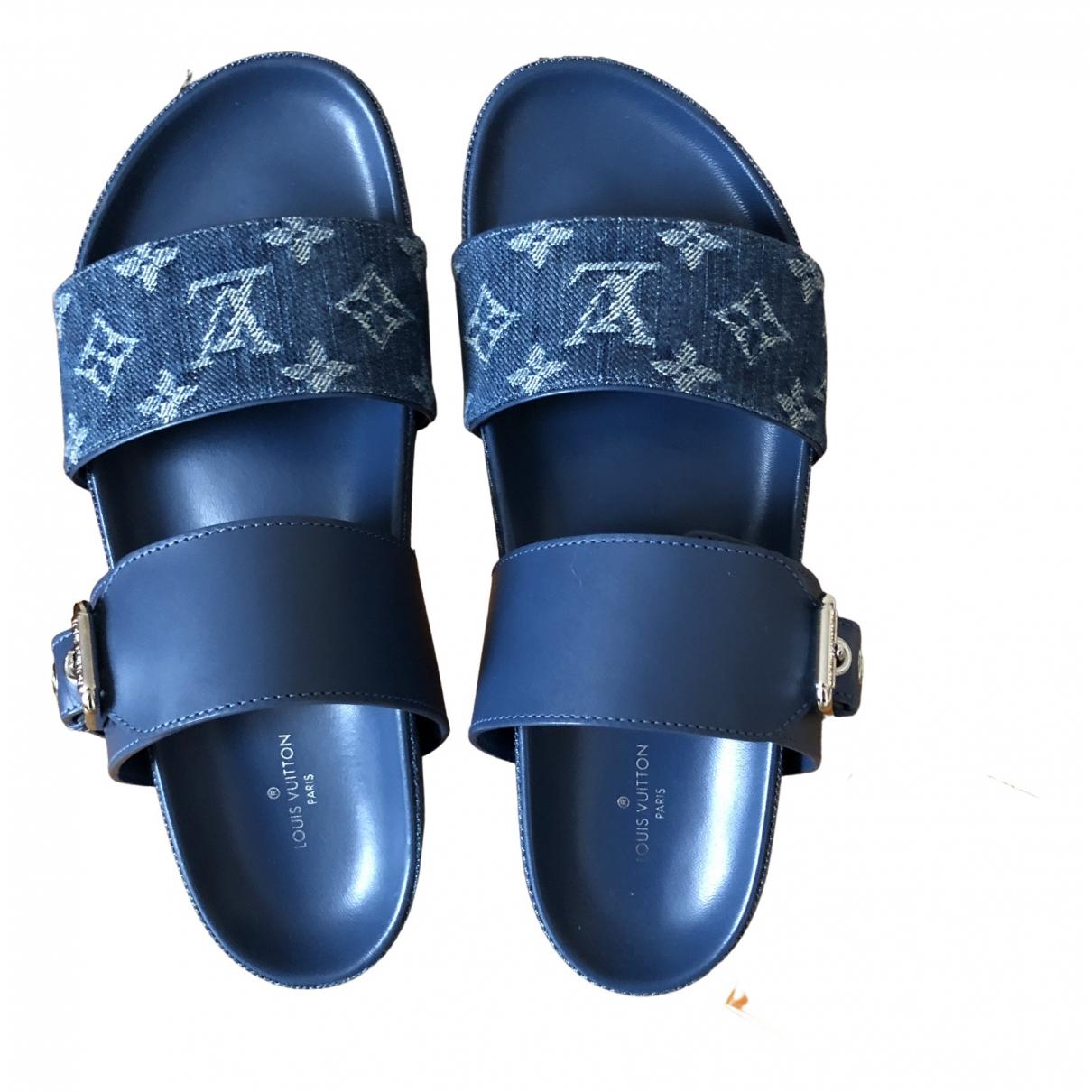Bom dia leather mules Louis Vuitton Blue size 38 EU in Leather - 35634505