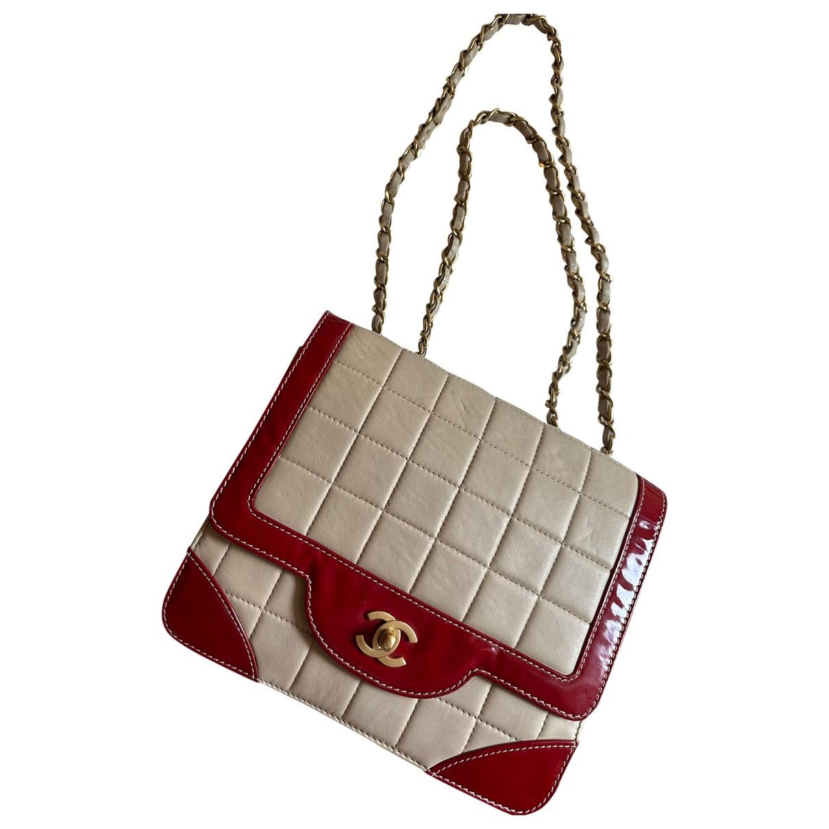 East west chocolate bar leather handbag Chanel Red in Leather - 18290650