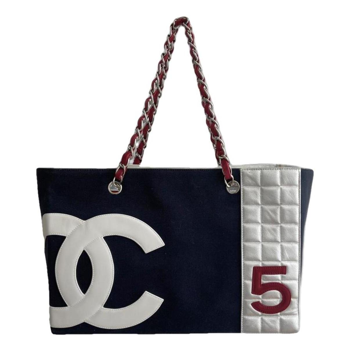 Tote Chanel Navy in Cotton - 35720349