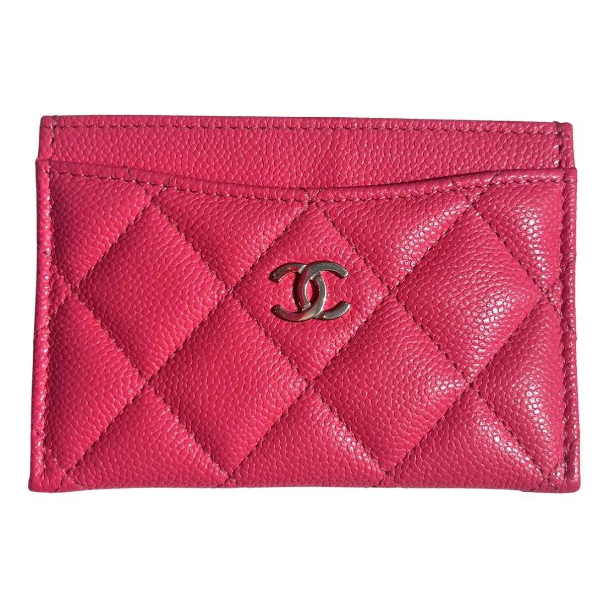 Leather wallet Chanel Pink in Leather - 35673389