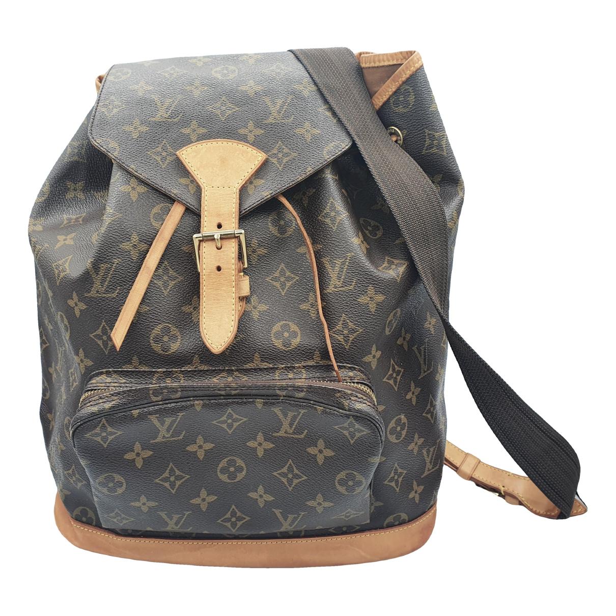 Montsouris vintage cloth backpack Louis Vuitton Brown in Cloth - 36491702