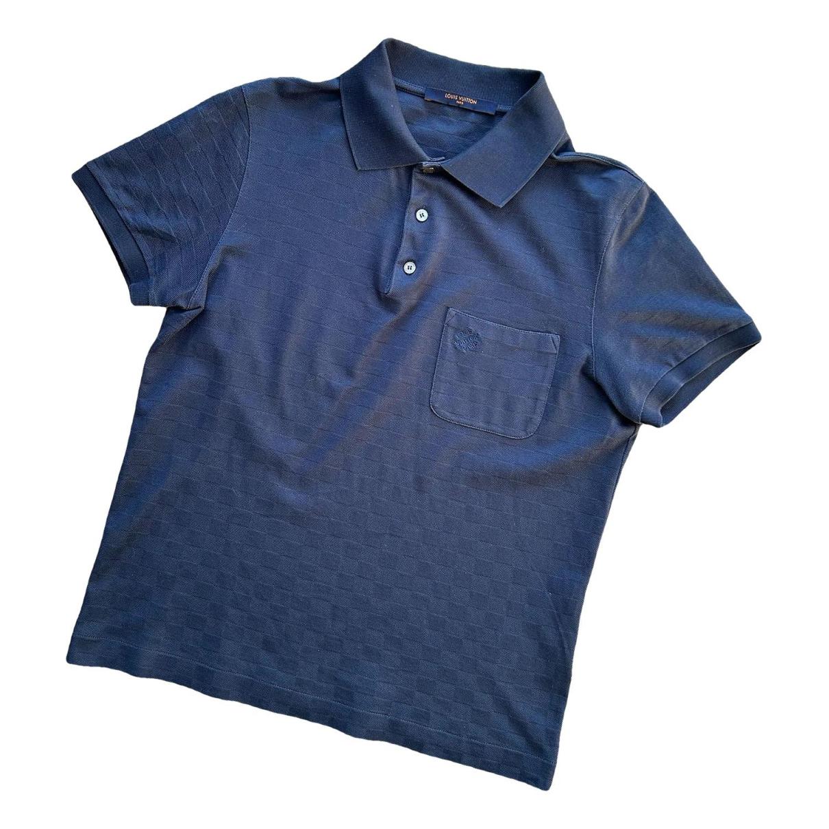 Louis Vuitton Men's Blue Gray Cotton Fil A Fil Striped Polo Shirt