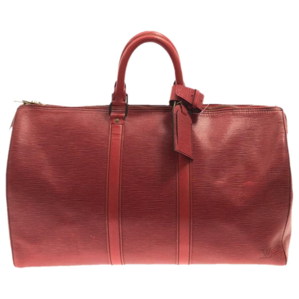 Keepall leather travel bag Louis Vuitton Red in Leather - 22591107