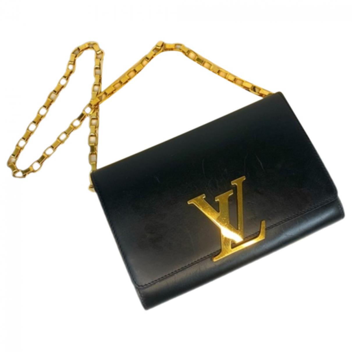 LOUIS VUITTON Chain Louise GM Calfskin Leather Shoulder Bag Black