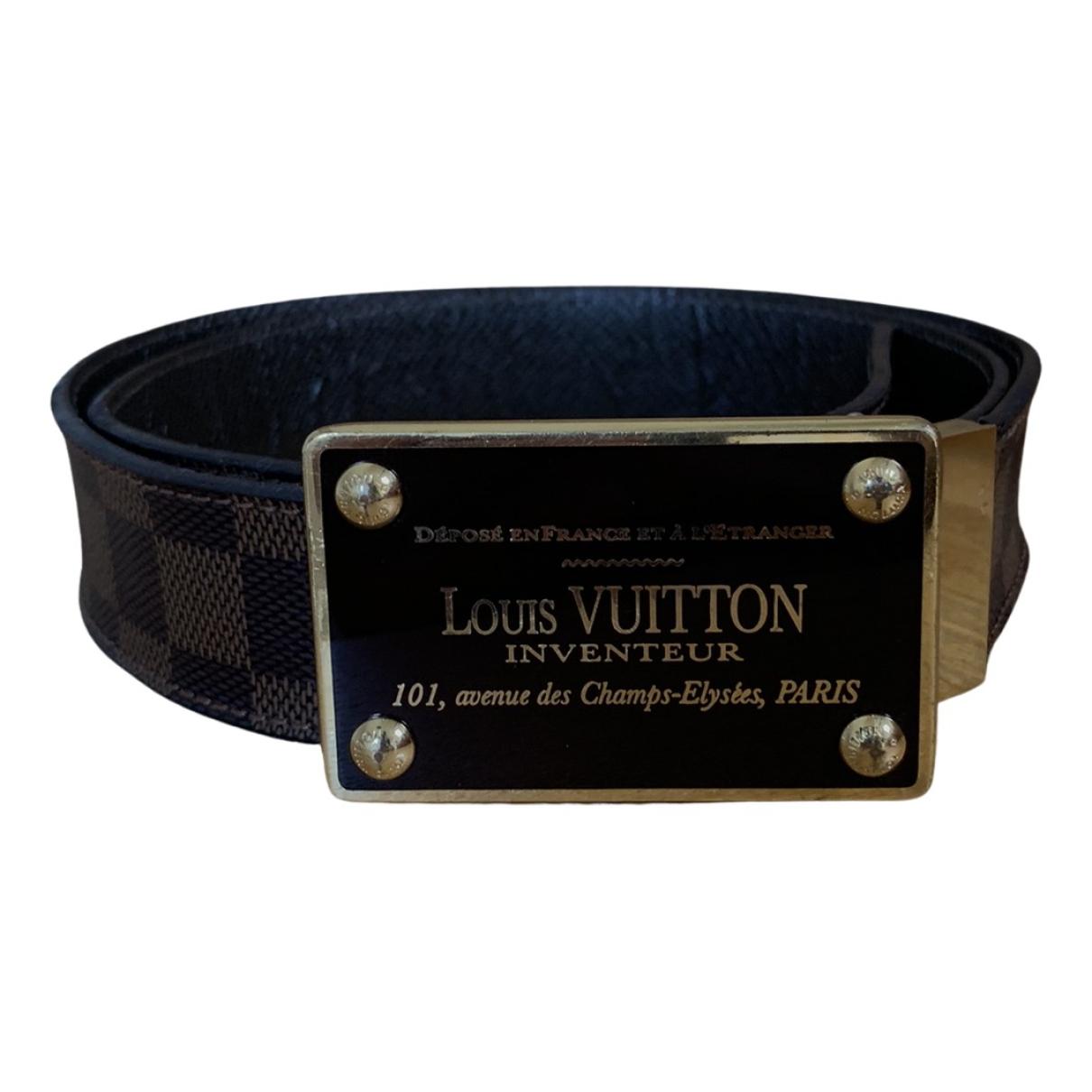 Initiales leather belt Louis Vuitton Khaki size L international in Leather  - 19437482