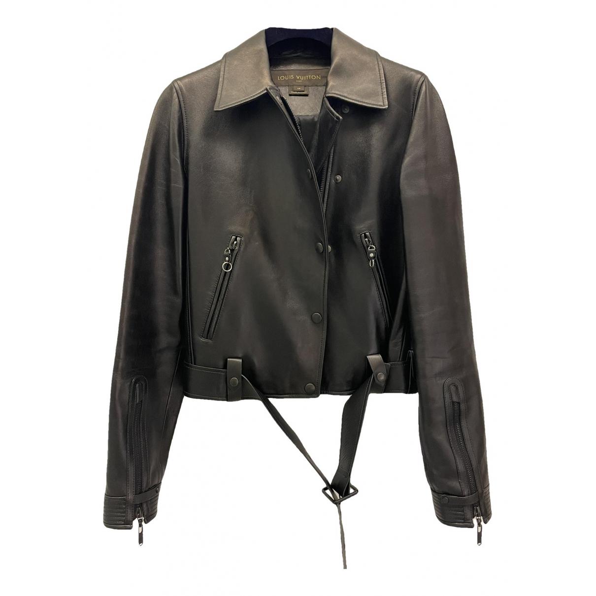 Leather short vest Louis Vuitton Black size 36 FR in Leather
