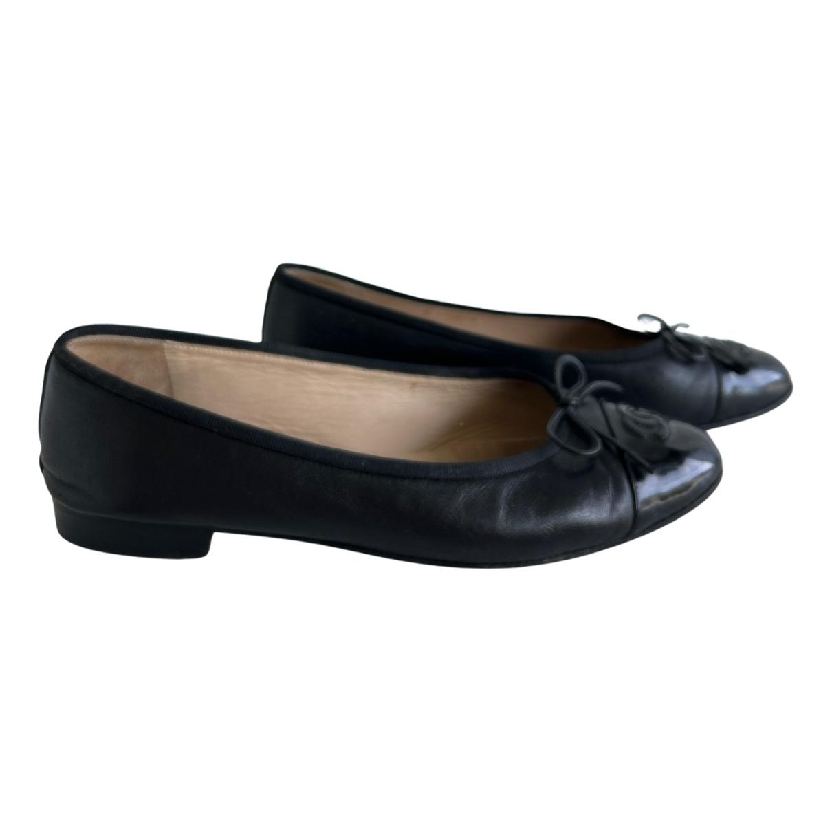Leather ballet flats Chanel Black size 39 EU in Leather - 37664582