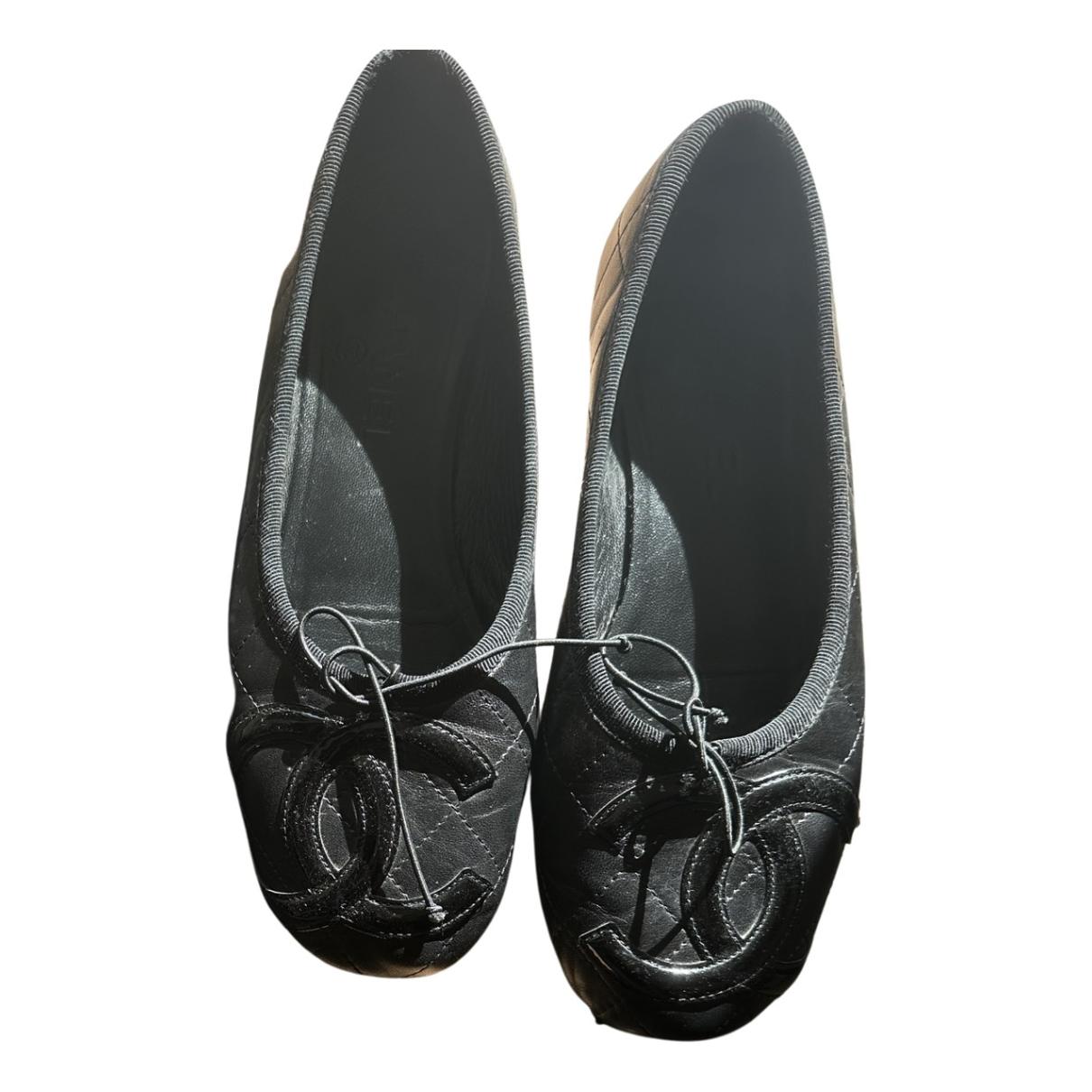 Chanel Ballet flats Black White Patent leather Python ref.555139