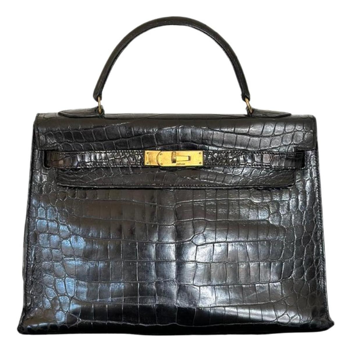 Kelly 32 crocodile handbag Hermès Black in Crocodile - 36386850
