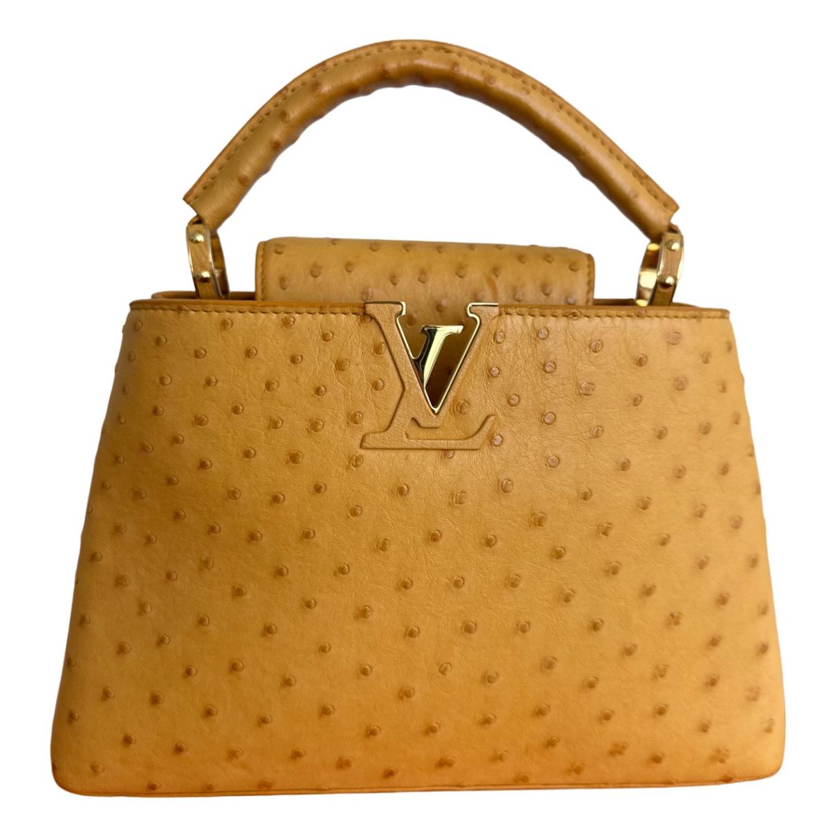 Louis Vuitton Rose Poudre Ostrich Capucines Bb Gold Hardware, 2020 (Like New), Pink Womens Handbag