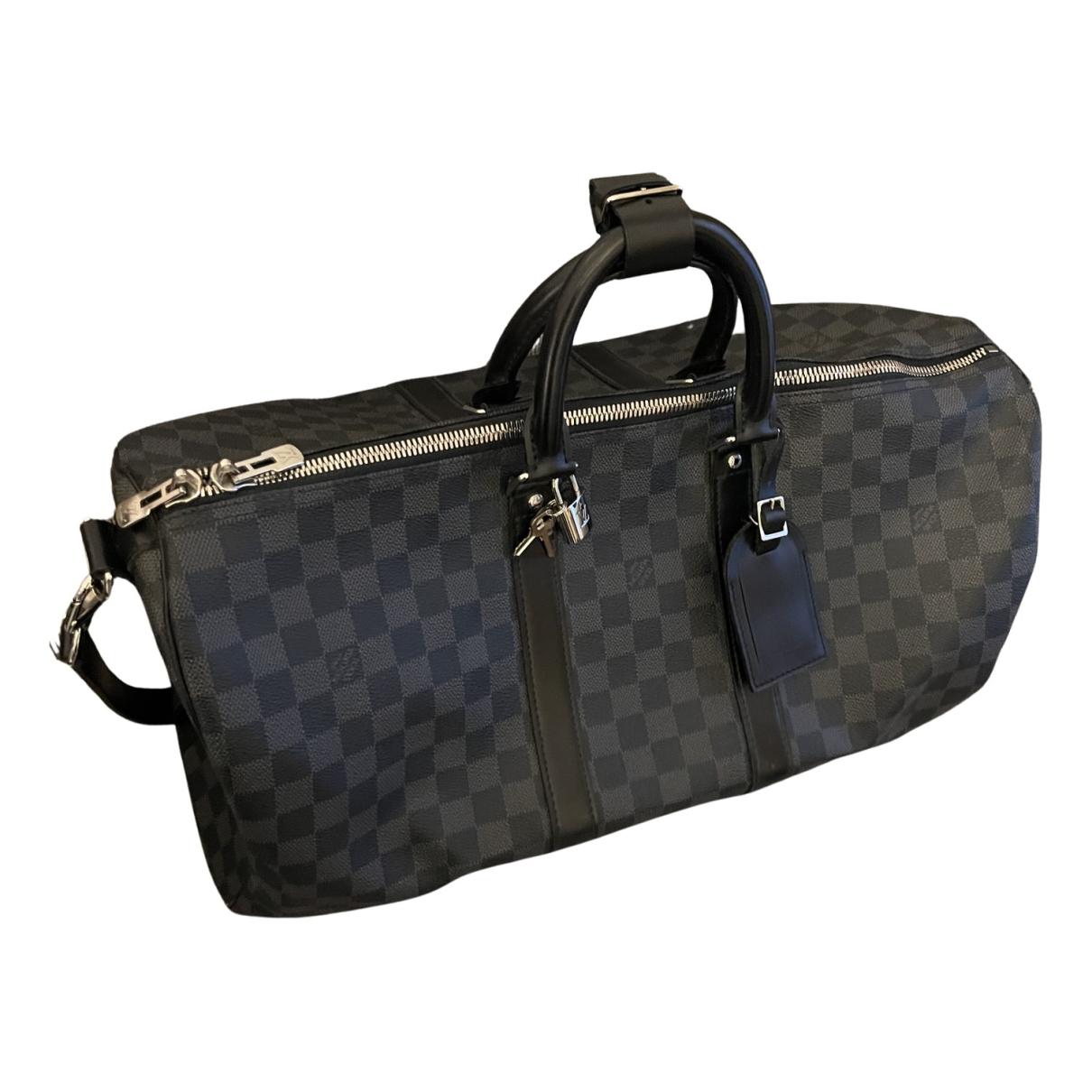 Keepall cloth travel bag Louis Vuitton Black in Cloth - 32793403