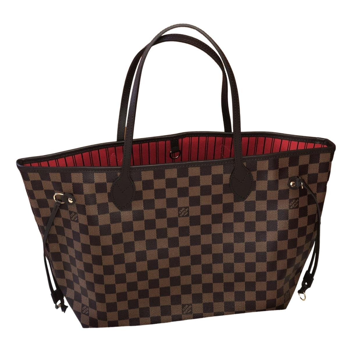 Neverfull leather tote Louis Vuitton Red in Leather - 22881821