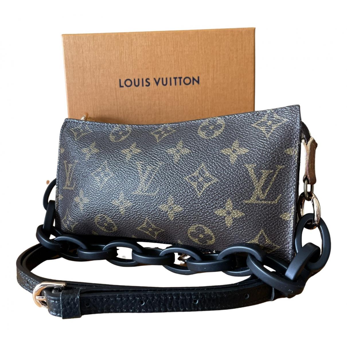 Coussin vintage cloth handbag Louis Vuitton Brown in Cloth - 26757950
