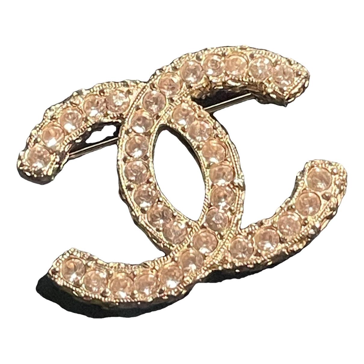 Chanel Faux Pearl & Strass CC Brooch - Palladium-Plated Pin